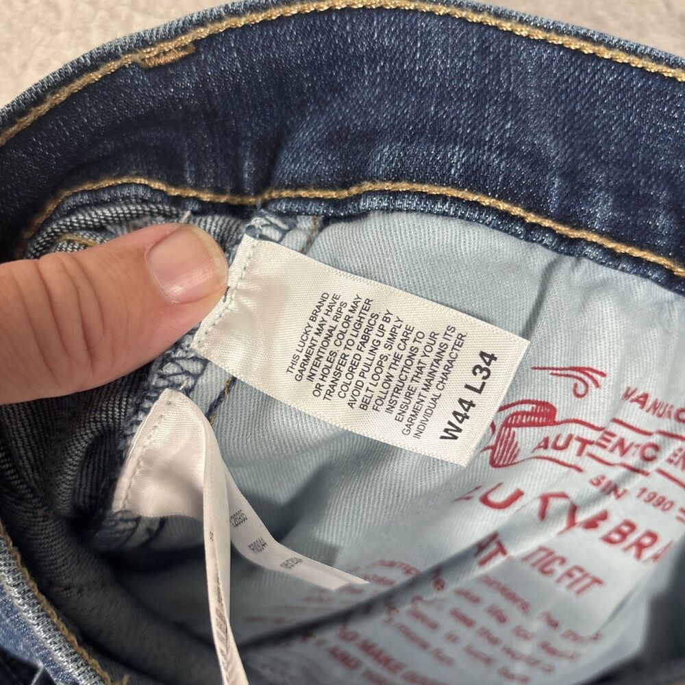 Lucky Brand Jeans Men’s Size 44x31 Athletic Fit Whiskers Grunge Skate Blue Denim - Picture 10 of 16